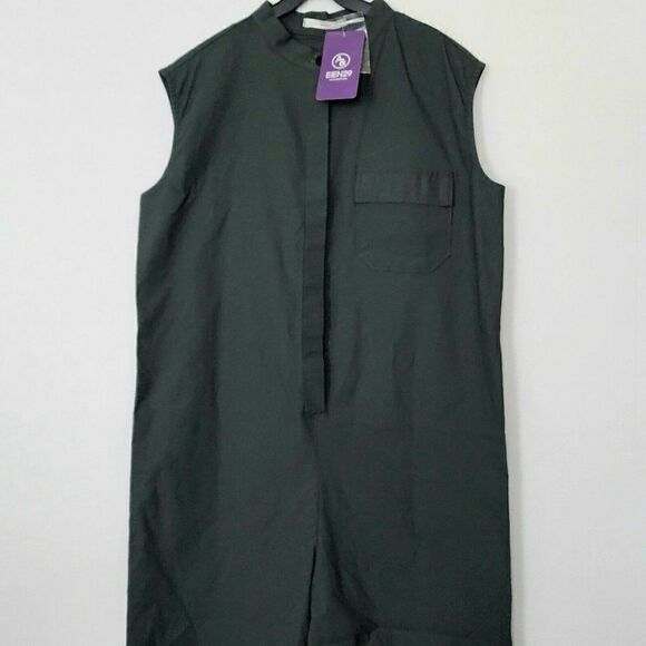 EIEN29 Women’s Mandarin Short NWT Jumpsuit Green OSFA $129 - Picture 2 of 8